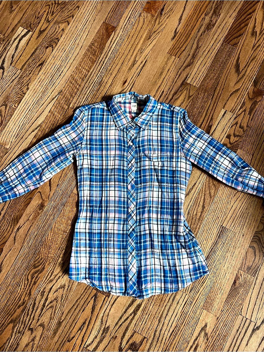 Gap Plaid Button Down Shirt in Blue & White Size xs Like New
